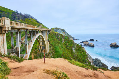 Bridge over sea against sky