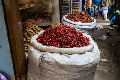 High angle view of vegetables for sale