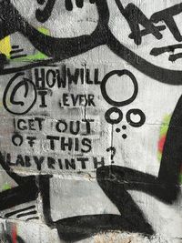 Close-up of graffiti on wall