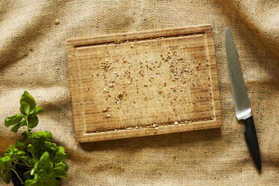 High angle view of food on table