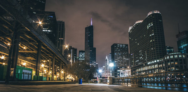 Illuminated city at night