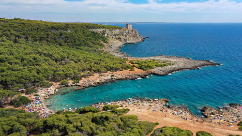 High angle view of sea against sky