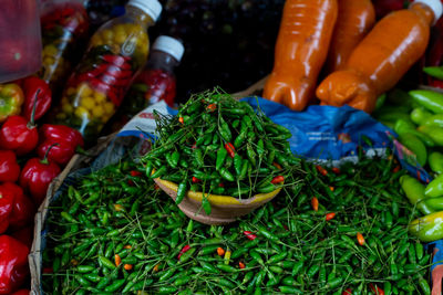 Green pepper for sale at the famous and grandiose são joaquim fair in salvador, bahia, brazil.