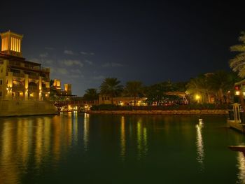 View of illuminated buildings at night