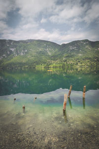 Scenic view of lake against mountain