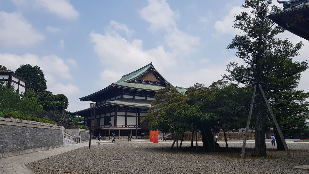 VIEW OF TEMPLE BY BUILDING AGAINST SKY