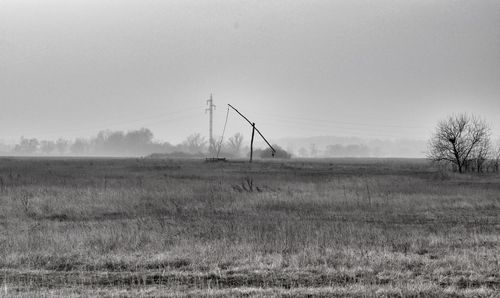 Scenic view of field against clear sky