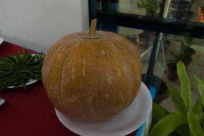 Close-up of pumpkin on table