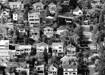 Aerial view of houses in town