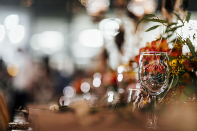 Luxury table settings for fine dining with and glassware, beautiful blurred  background. for events,