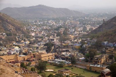 Aerial view of jaipur pink city, rajasthan, india