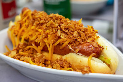 Close-up of meal served in plate