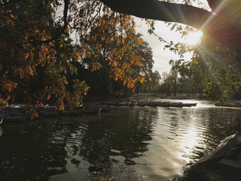 Scenic view of lake against sky during autumn