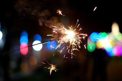 Firework display at night