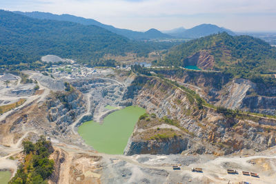 High angle view of mountain range