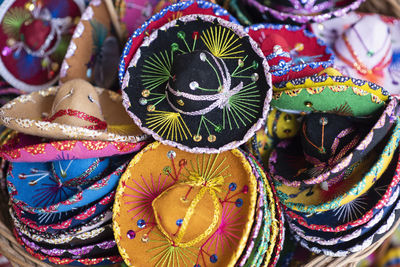 Full frame shot of multi colored hats in mexico