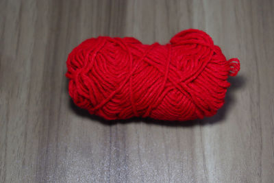 Close-up of red heart shape on table