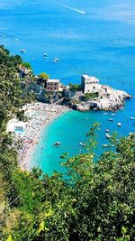 Scenic view of sea against blue sky