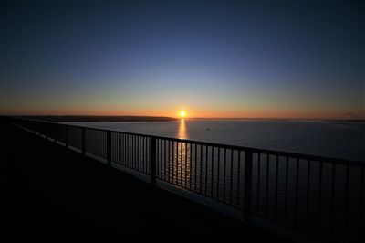 Scenic view of sea against clear sky during sunset