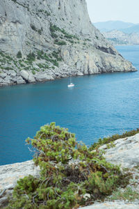 Scenic view of sea and rocks