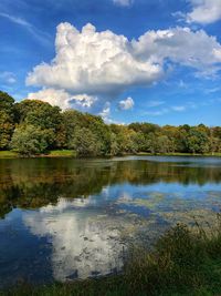 Scenic view of lake against sky