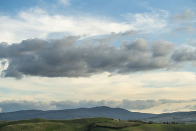 Spectacular clouds over the tuscan countryside city of terricciola pisa