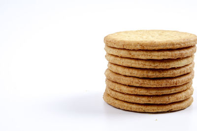 Close-up of stack against white background