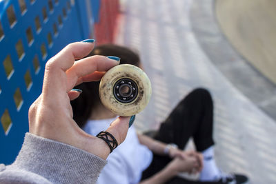 Low section of person holding ice cream