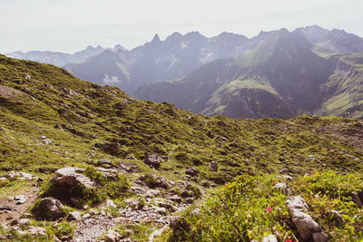 Scenic view of mountains against sky