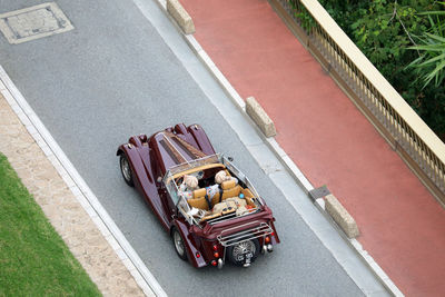 High angle view of cars on street