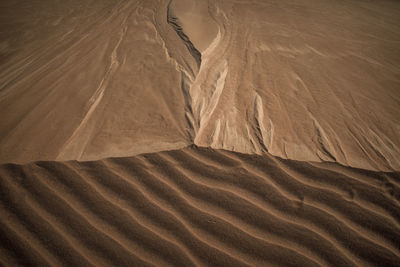High angle view of sand dune in desert