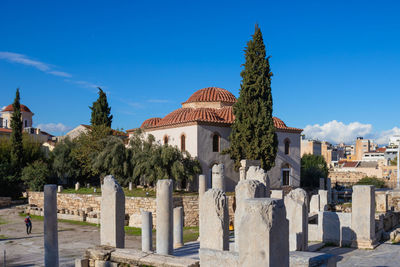 View of temple against blue sky