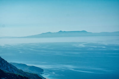 Scenic view of sea against blue sky