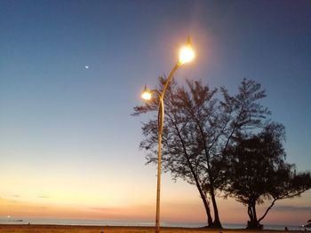 Silhouette tree by sea against sky during sunset