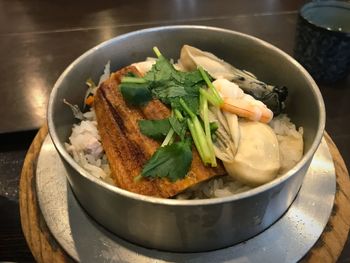 High angle view of meal served in plate