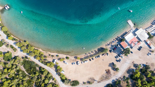 High angle view of people on beach