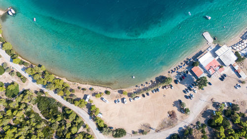 High angle view of people on beach