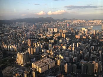 High angle view of buildings in city