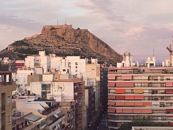 View of buildings against cloudy sky