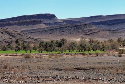 Scenic view of desert against clear sky