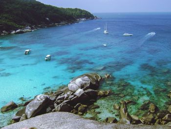 Scenic view of sea and rocks