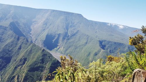 Panoramic view of landscape and mountains against sky