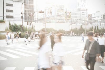 People walking on city street