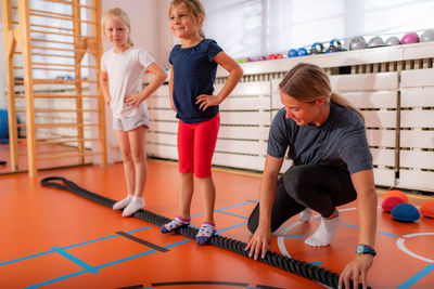 Corrective exercises for children, feet and ankle stabilization, balance improvement