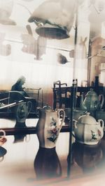 Digital composite hanging in glass window