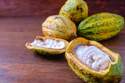 Close-up of bananas on table