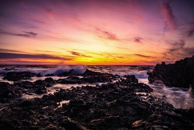 Scenic view of sea against sky during sunset