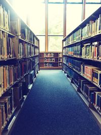 Row of books in library