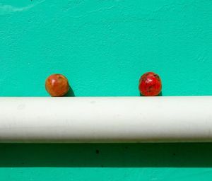 Close-up of apples on wall