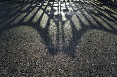 High angle view of shadow on street